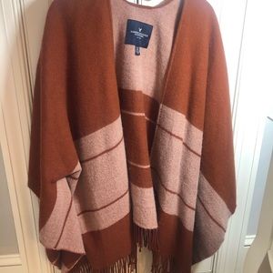 Brown Striped Poncho